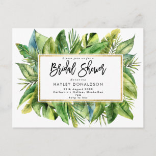 tropical jungle faux gold bridal shower invitation