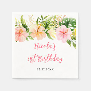 Tropical Jungle Floral Birthday Napkin