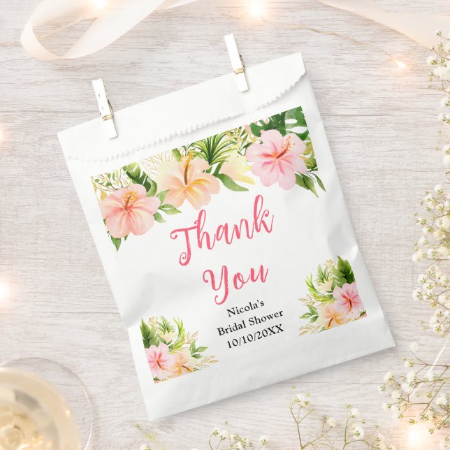 Tropical Jungle Floral Bridal Shower Thank You Favour Bag (Clipped)