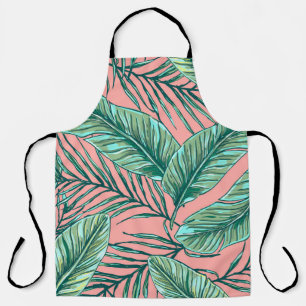 Tropical Jungle Floral: Palm Leaves Pattern Apron