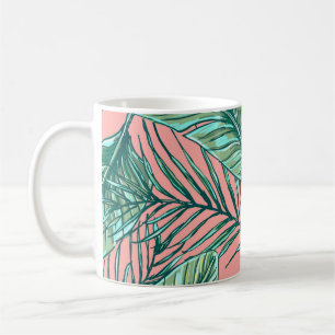 Tropical Jungle Floral: Palm Leaves Pattern Coffee Mug