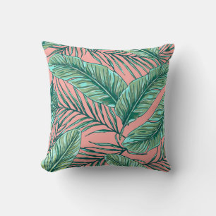 Tropical Jungle Floral: Palm Leaves Pattern Cushion