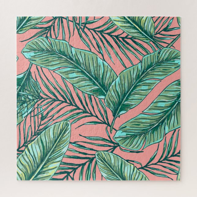 Tropical Jungle Floral: Palm Leaves Pattern Jigsaw Puzzle (Vertical)