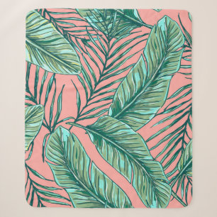 Tropical Jungle Floral: Palm Leaves Pattern Sherpa Blanket