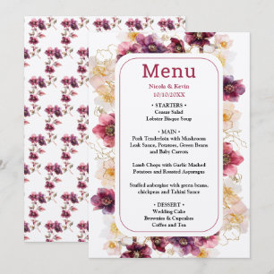 Tropical Jungle Floral Wedding Menu