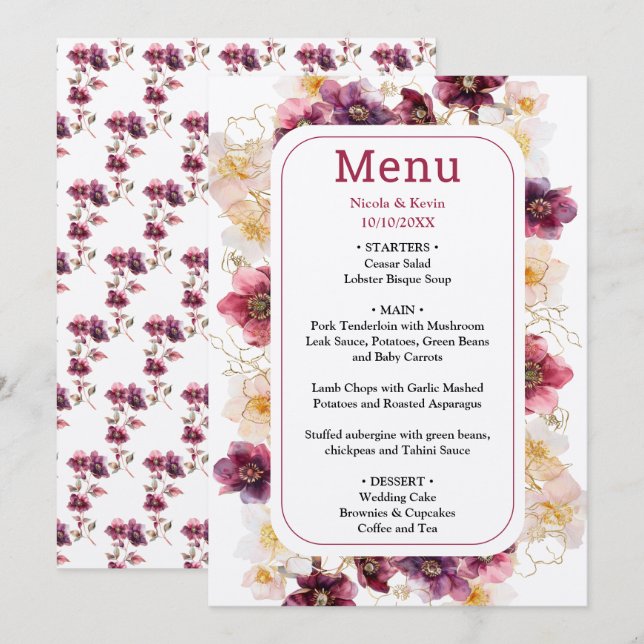 Tropical Jungle Floral Wedding Menu (Front/Back)