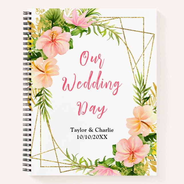 Tropical Jungle Floral Wedding Planner Notebook (Front)