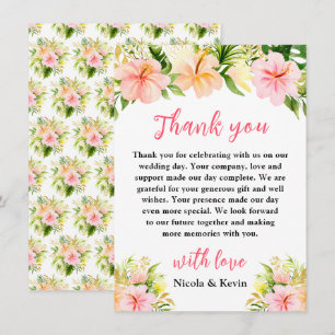 Tropical Jungle Floral Wedding Thank You Card