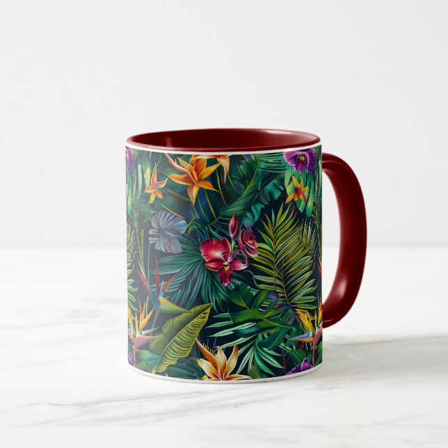Tropical Jungle Flowers Mug (Front Right)