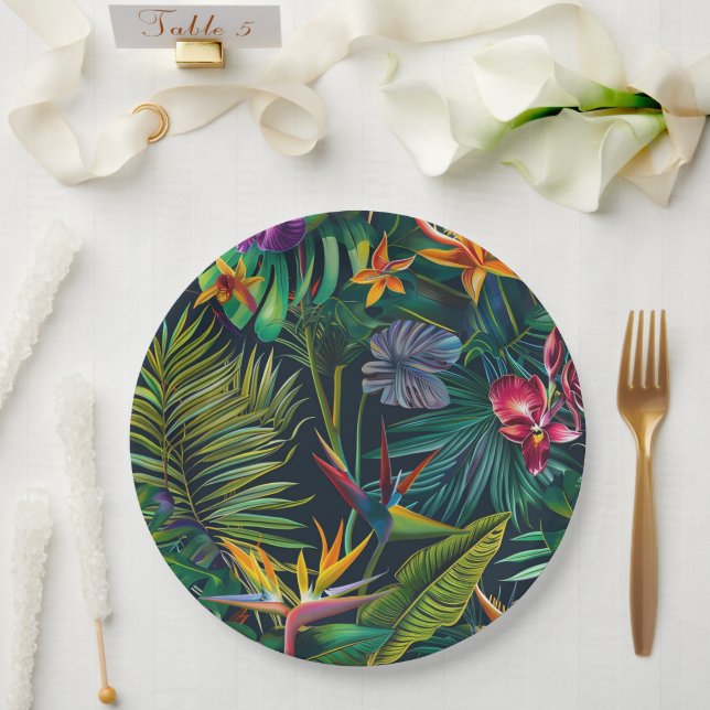 Tropical Jungle Flowers  Paper Plate (Wedding)