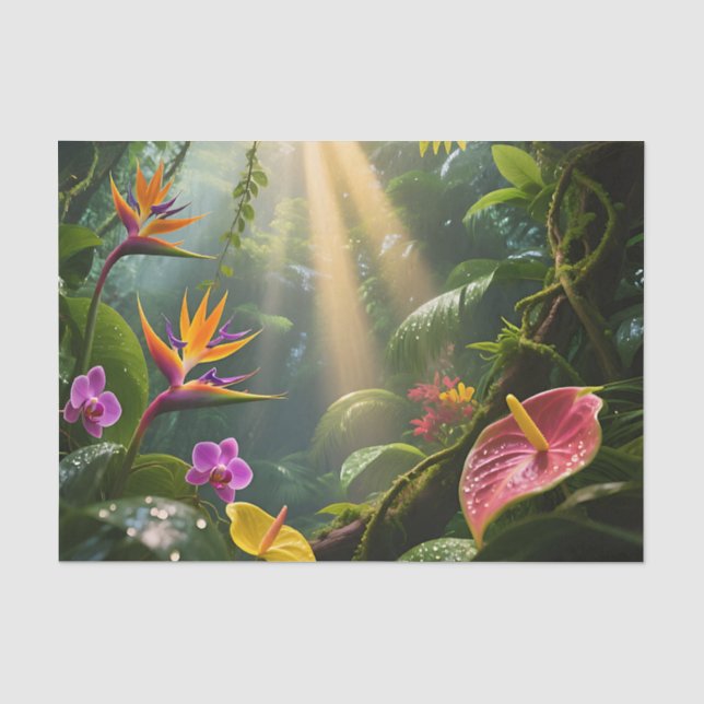 Tropical Jungle Flowers Tissue Paper (Front)