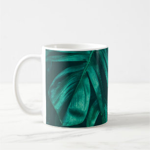 tropical jungle foliage,dark green leaf nature bac coffee mug