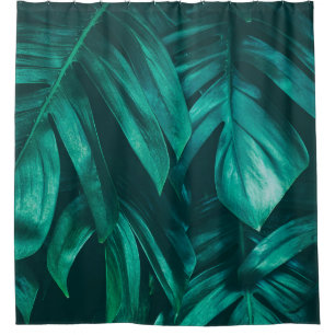 tropical jungle foliage,dark green leaf nature bac shower curtain