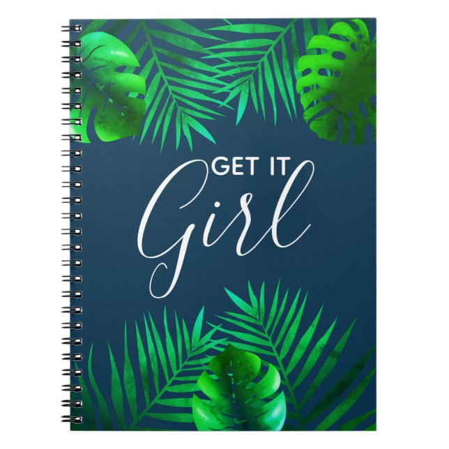 Tropical Jungle Foliage Get it Girl Notebook (Front)