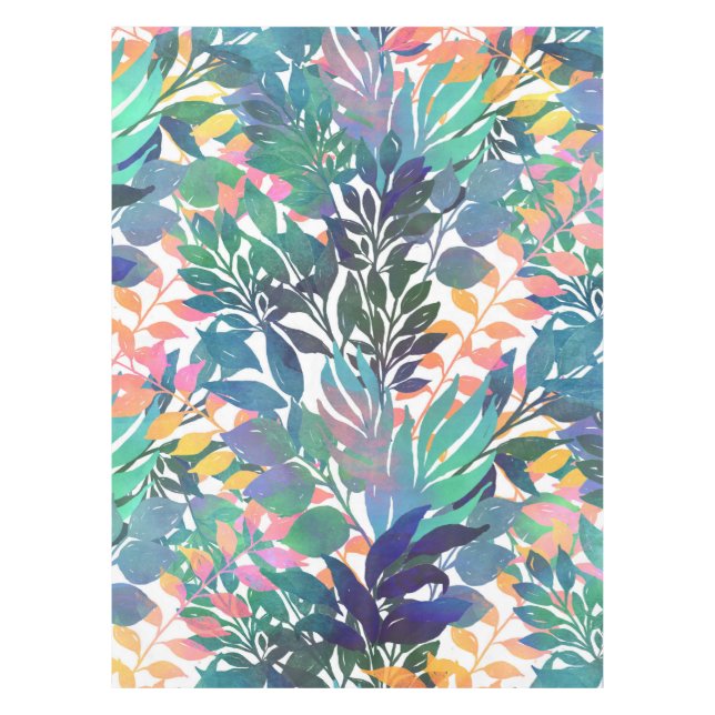 Tropical Jungle Foliage Watercolor Greenery Tablecloth (Front)