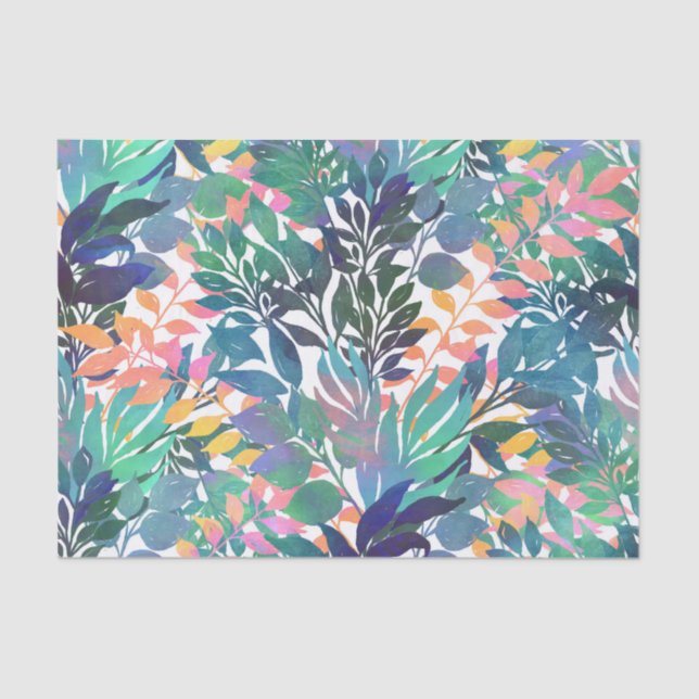 Tropical Jungle Foliage Watercolor Greenery Tissue Paper (Front)