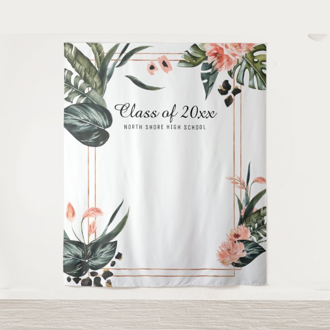 Tropical Jungle | Graduation Photo Booth Backdrop Tapestry (Front)