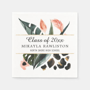 Tropical Jungle Greenery Graduation Party Napkin