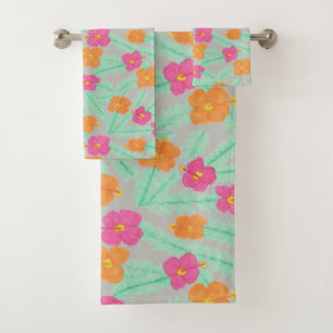 Tropical Jungle Hibiscus Bath Towel Set