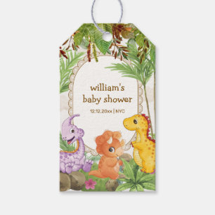 Tropical Jungle Jurassic Dinosaur Baby Shower Gift Tags