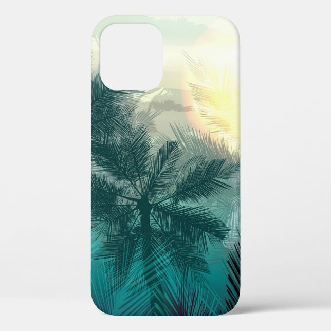 Tropical jungle landscape with palm trees and leaf Case-Mate iPhone case (Back)