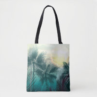Tropical jungle landscape with palm trees and leaf