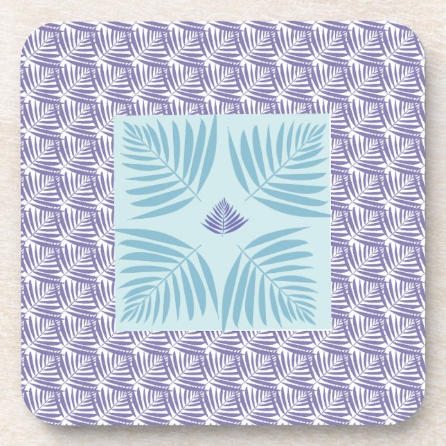  Tropical Jungle Leaf Pattern Coaster | Botanical  (Front)