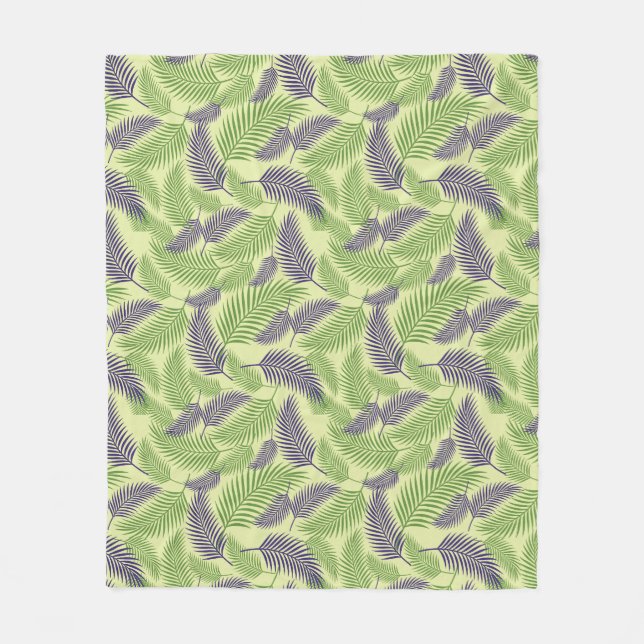 Tropical Jungle Leaf Pattern Fleece Blanket  (Front)