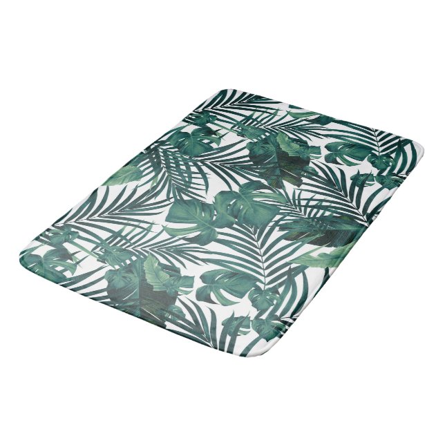 Tropical Jungle Leaves 1 - Repeating Bath Mat (Angled)