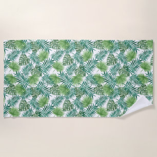 Tropical Jungle Leaves Beach Towel