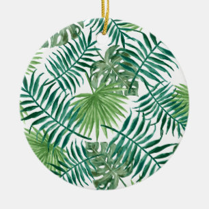 Tropical Jungle Leaves Ceramic Ornament
