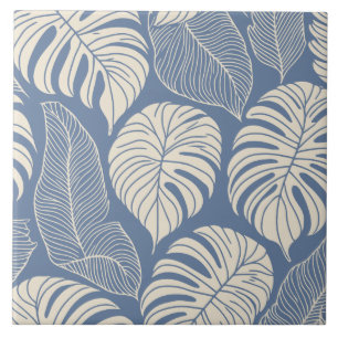 Tropical jungle leaves ceramic tile