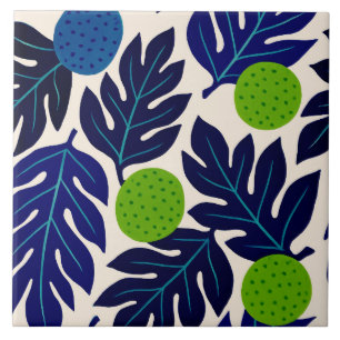 Tropical jungle leaves ceramic tile