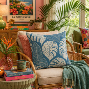 Tropical jungle leaves cushion