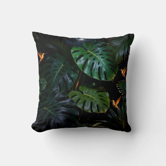 Tropical Jungle Leaves Decorative Throw Pillow (Front)