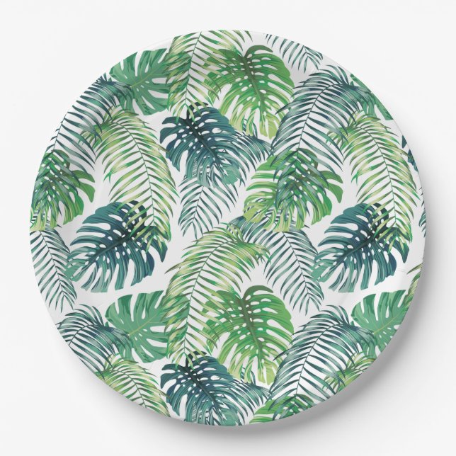 Tropical Jungle Leaves Design  Paper Plate (Front)