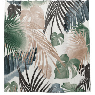 Tropical Jungle Leaves Dream #13 (Fall Colors)  Shower Curtain