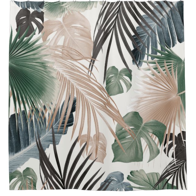 Tropical Jungle Leaves Dream #13 (Fall Colours)  Shower Curtain (Front)