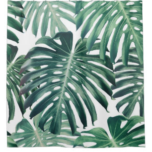 Tropical Jungle Leaves Floral Background Shower Curtain