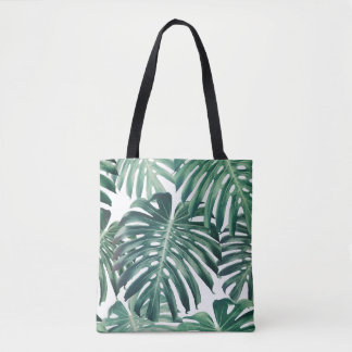 Tropical Jungle Leaves Floral Background Tote Bag