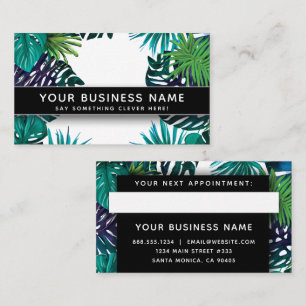 Tropical Jungle Leaves Modern Elegant Professional Appointment Card