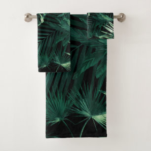 Tropical Jungle Leaves Night Siesta #1 #tropical  Bath Towel Set