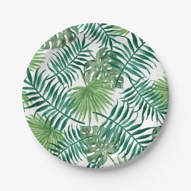 Tropical Jungle Leaves Paper Plate (Front)