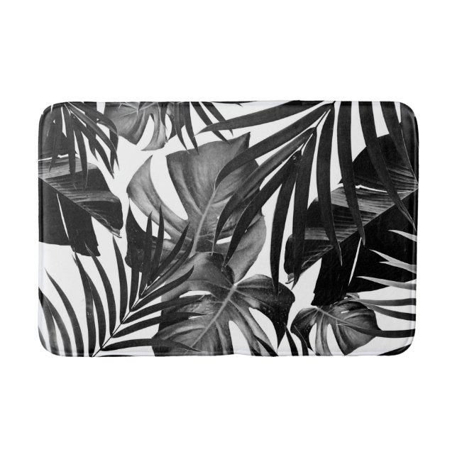 Tropical Jungle Leaves Pattern #10 Bath Mat (Front)