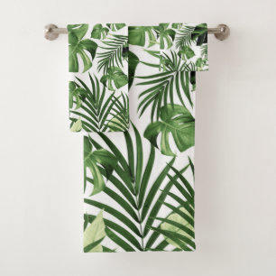 Tropical Jungle Leaves Pattern #12 (2020 Edition) Bath Towel Set