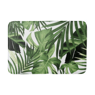 Tropical Jungle Leaves Pattern #12 Bath Mat