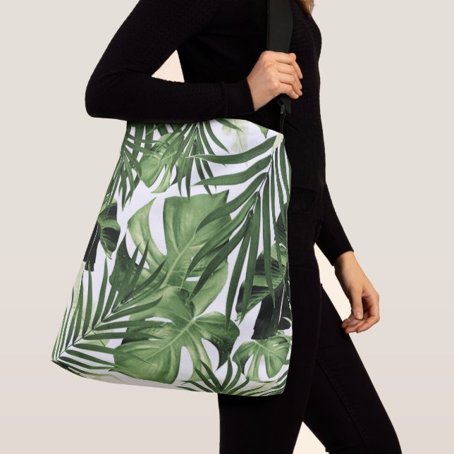 Tropical Jungle Leaves Pattern #12 Crossbody Bag (Close Up)