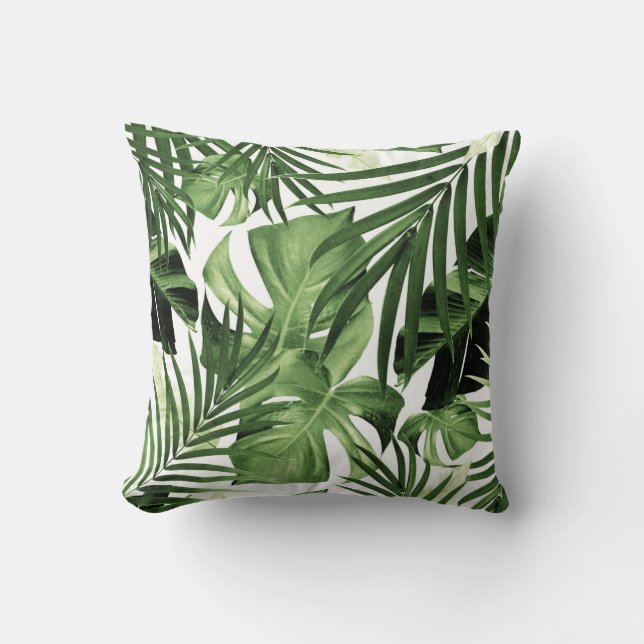 Tropical Jungle Leaves Pattern #12 Cushion (Front)