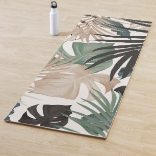 Tropical Jungle Leaves Pattern #13 (Fall Colours) Yoga Mat