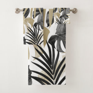 Tropical Jungle Leaves Pattern #14 #tropical #art  Bath Towel Set